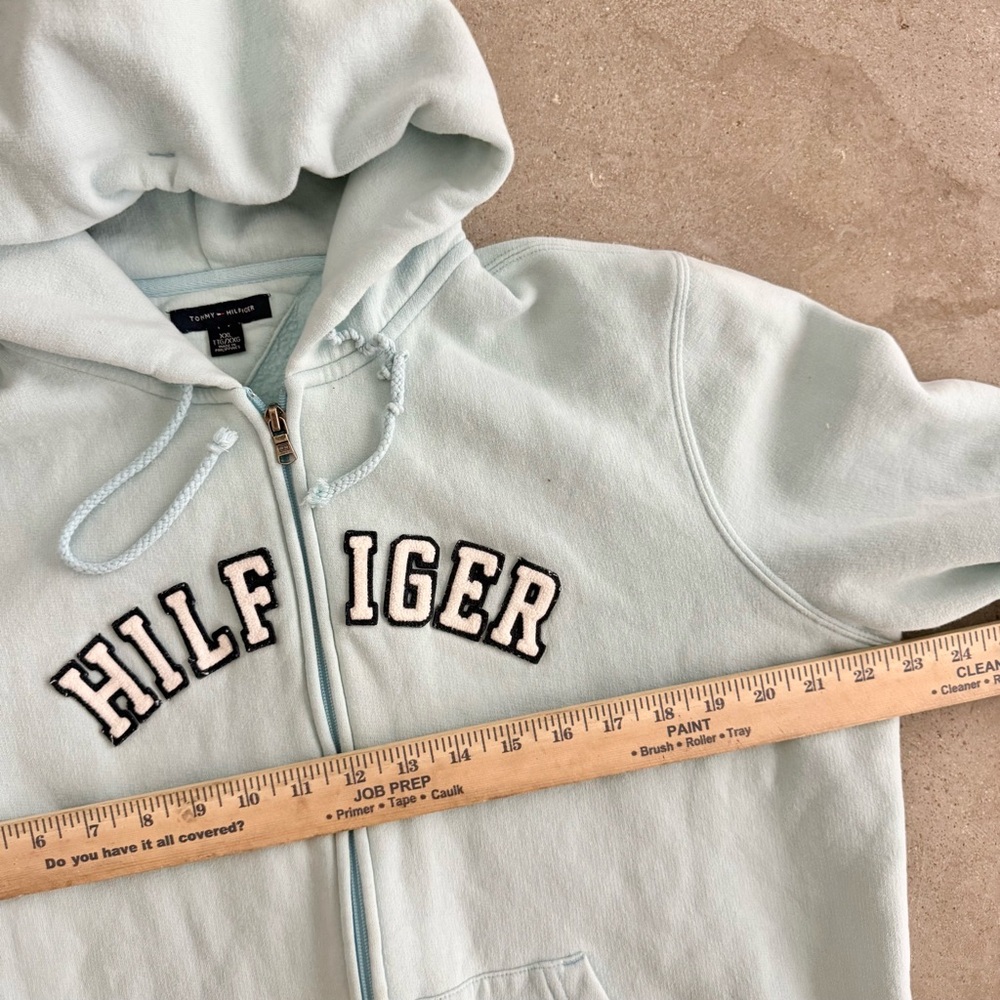 Vintage Y2K Hilfiger Spell Out Logo Pastel Blue Front Pocket Women’s Size XXL. - Picture 2 of 4